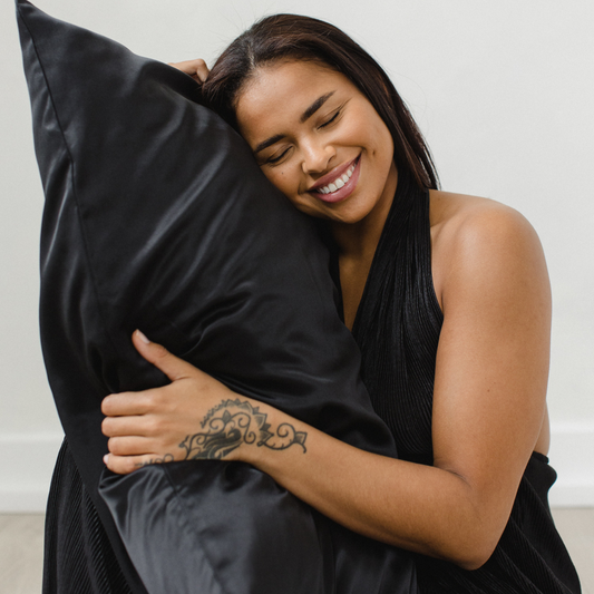 black silk pillowcase