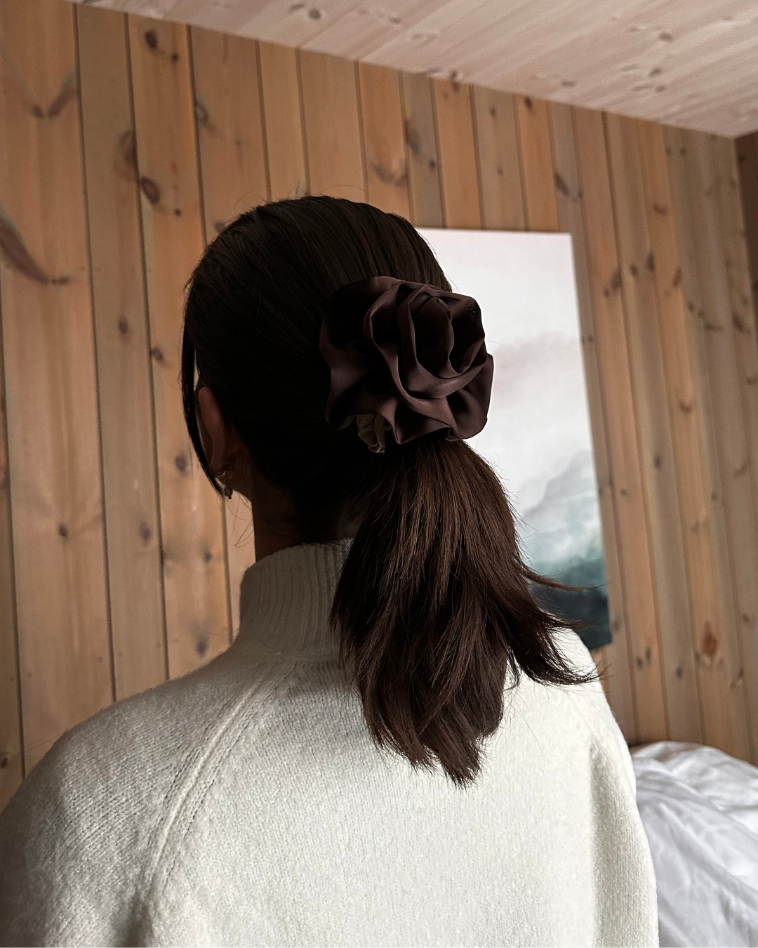 Brown flower scrunchie