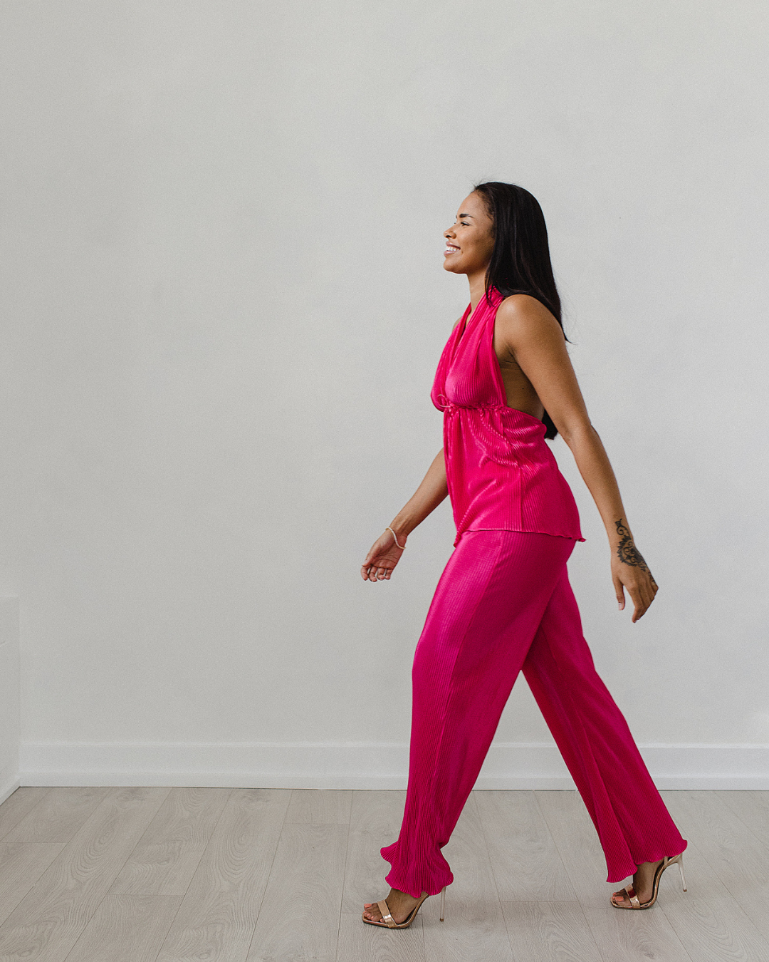 Pink Plisse Trousers