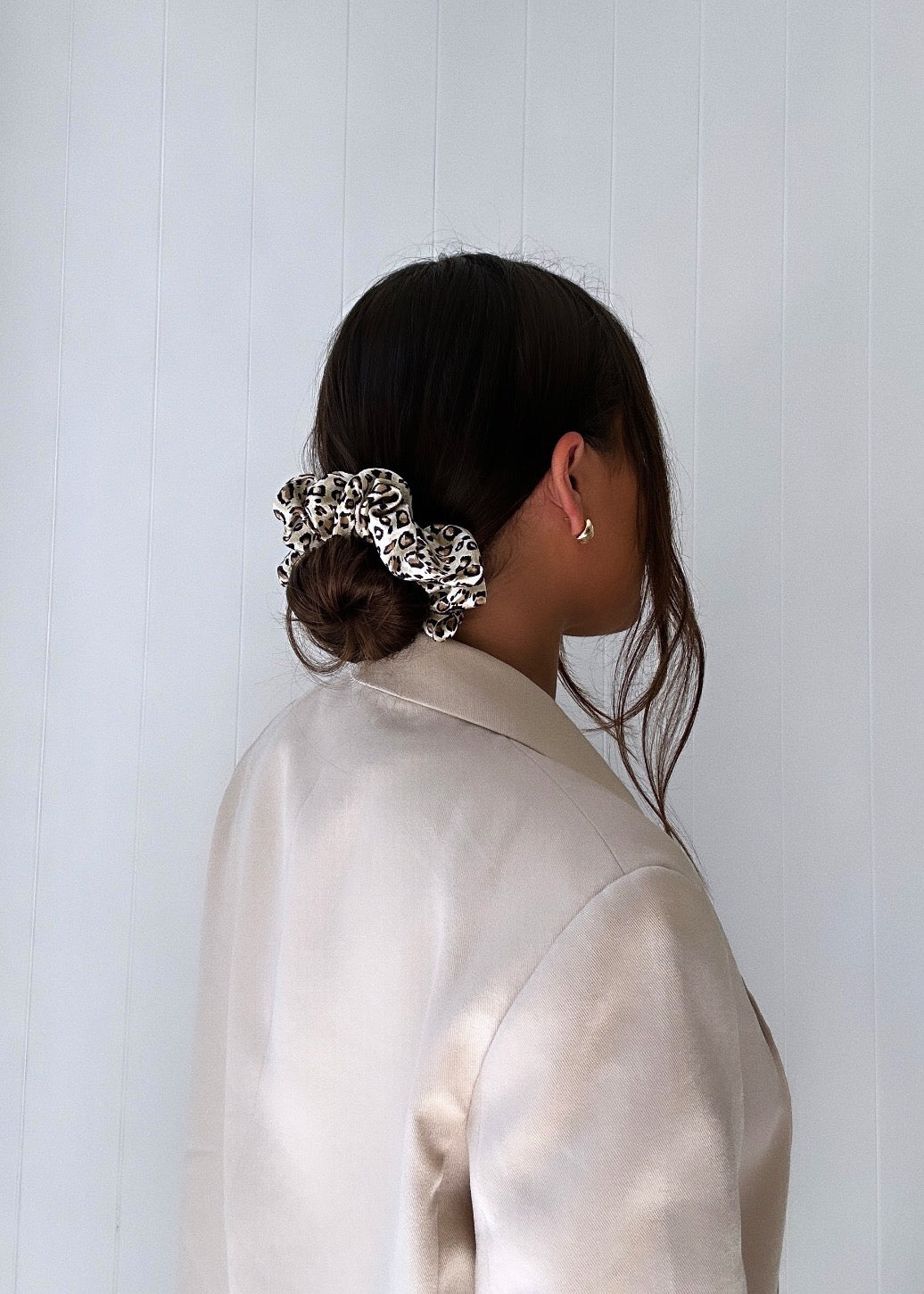 Leopard Print Silk Scrunchie