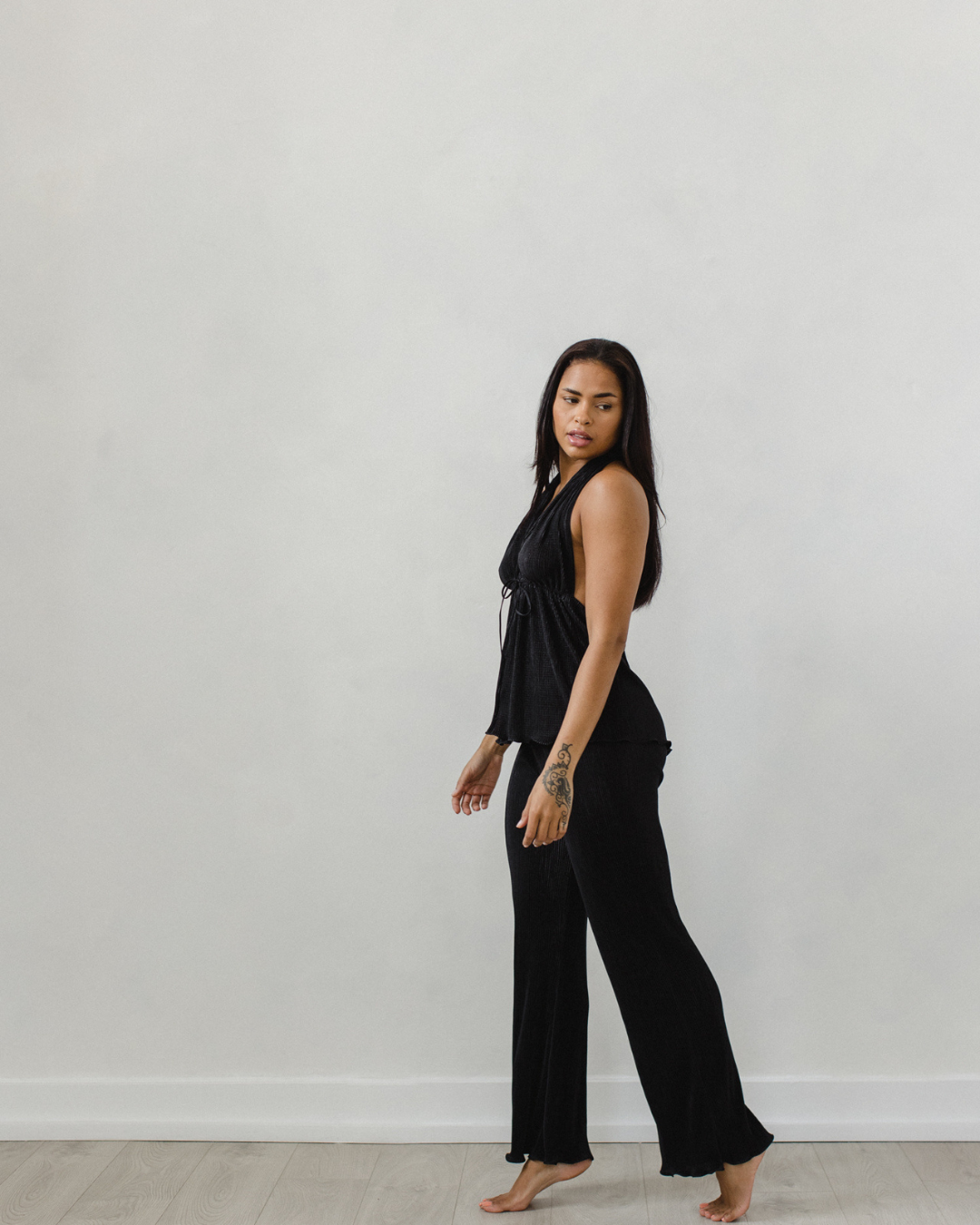 Black Plisse Top
