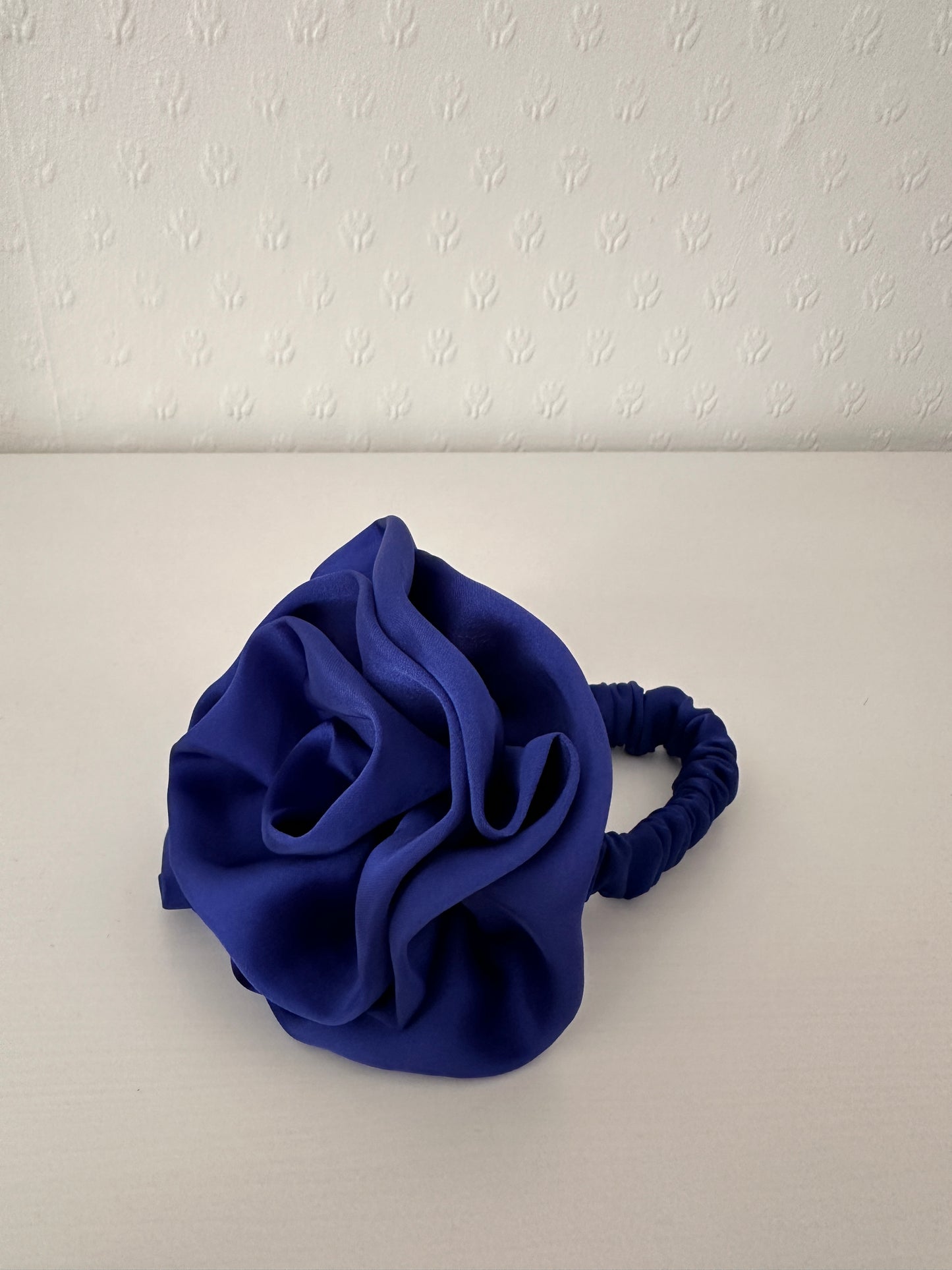 Royal blue flower scrunchie