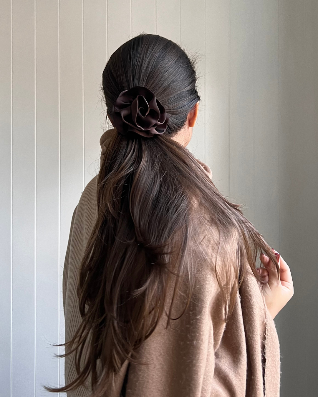 Brown flower scrunchie