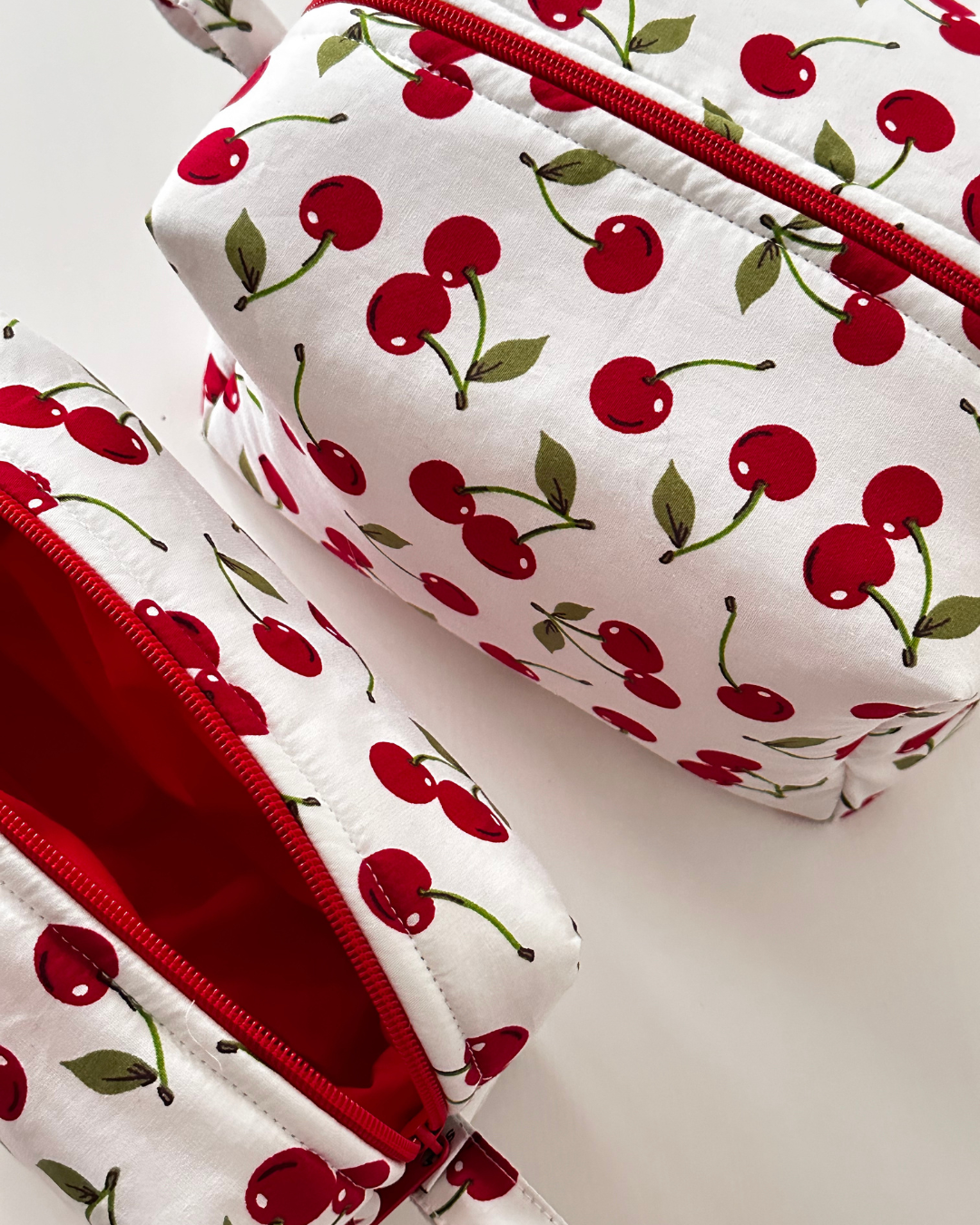 Red Cherry Print Makeup Bag