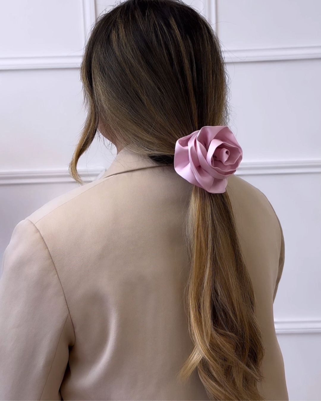 Light pink flower scrunchie