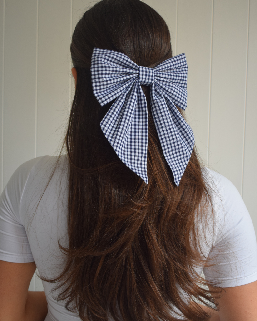 Hair bow - Navy Gingham