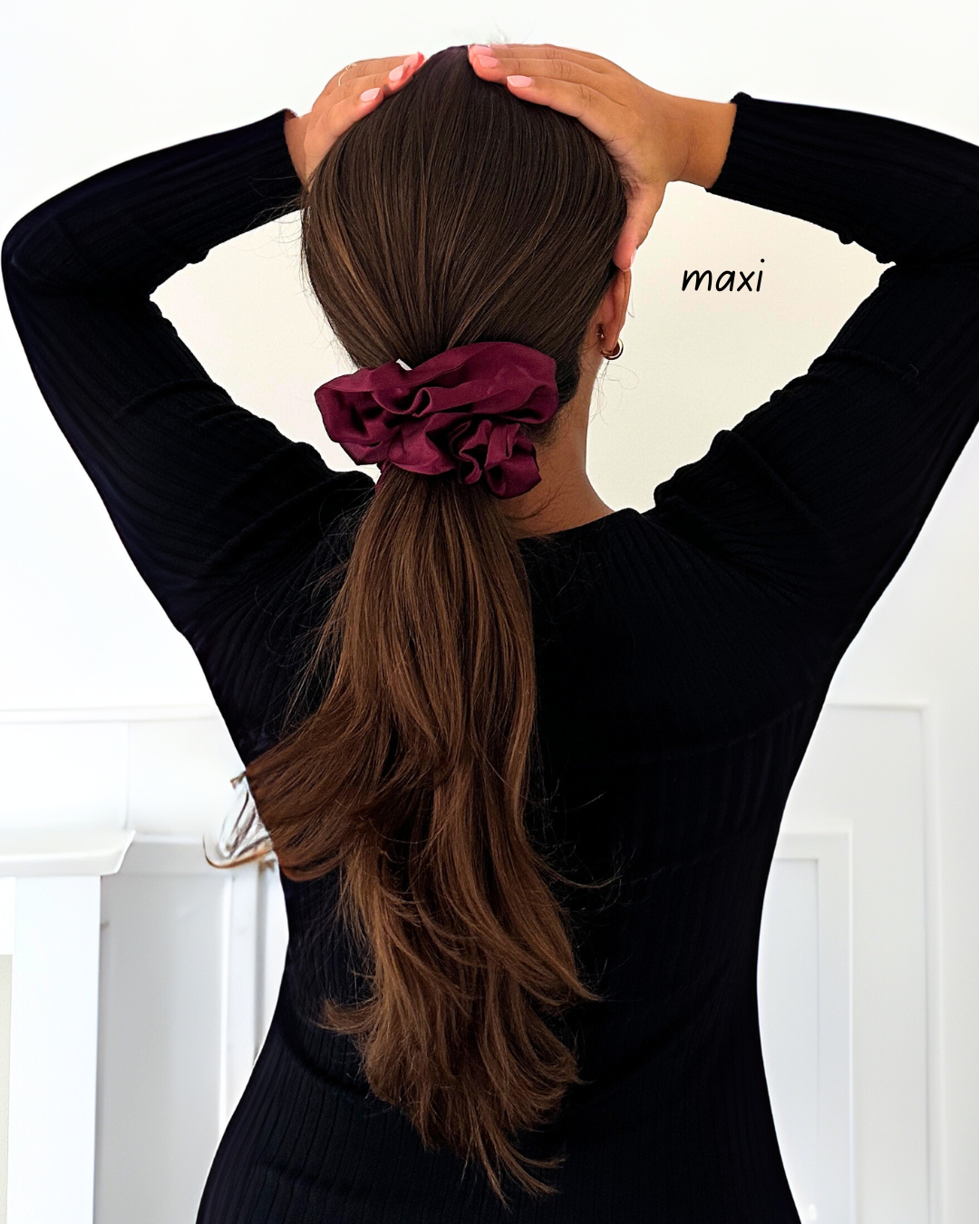 Maroon Pure Silk Scrunchie