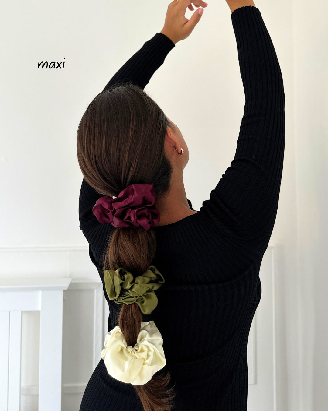 Olive Green Pure Silk Scrunchie