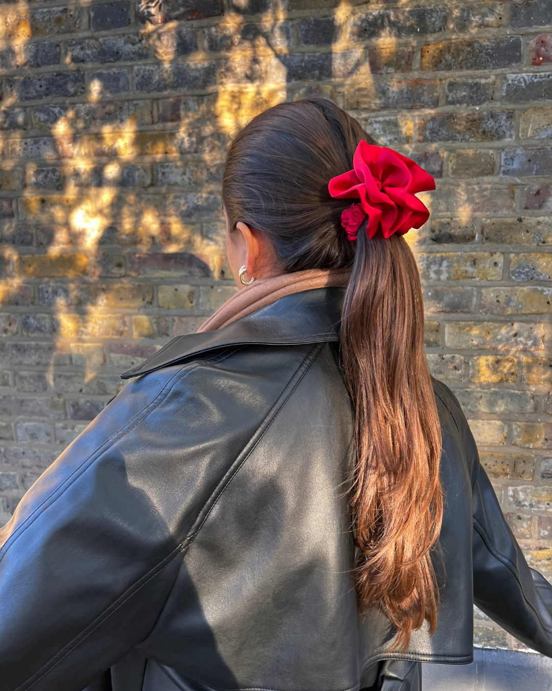 Red flower scrunchie