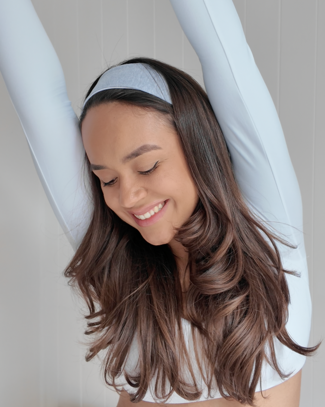 Satin Lined Wide Headband - Cotton Jersey - Grey