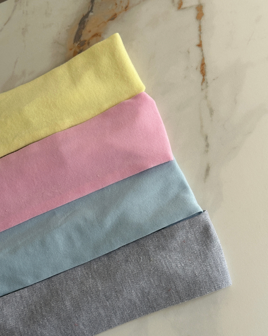 Satin Lined Headband - Cotton Jersey - Set of 4 - Summer Pastels