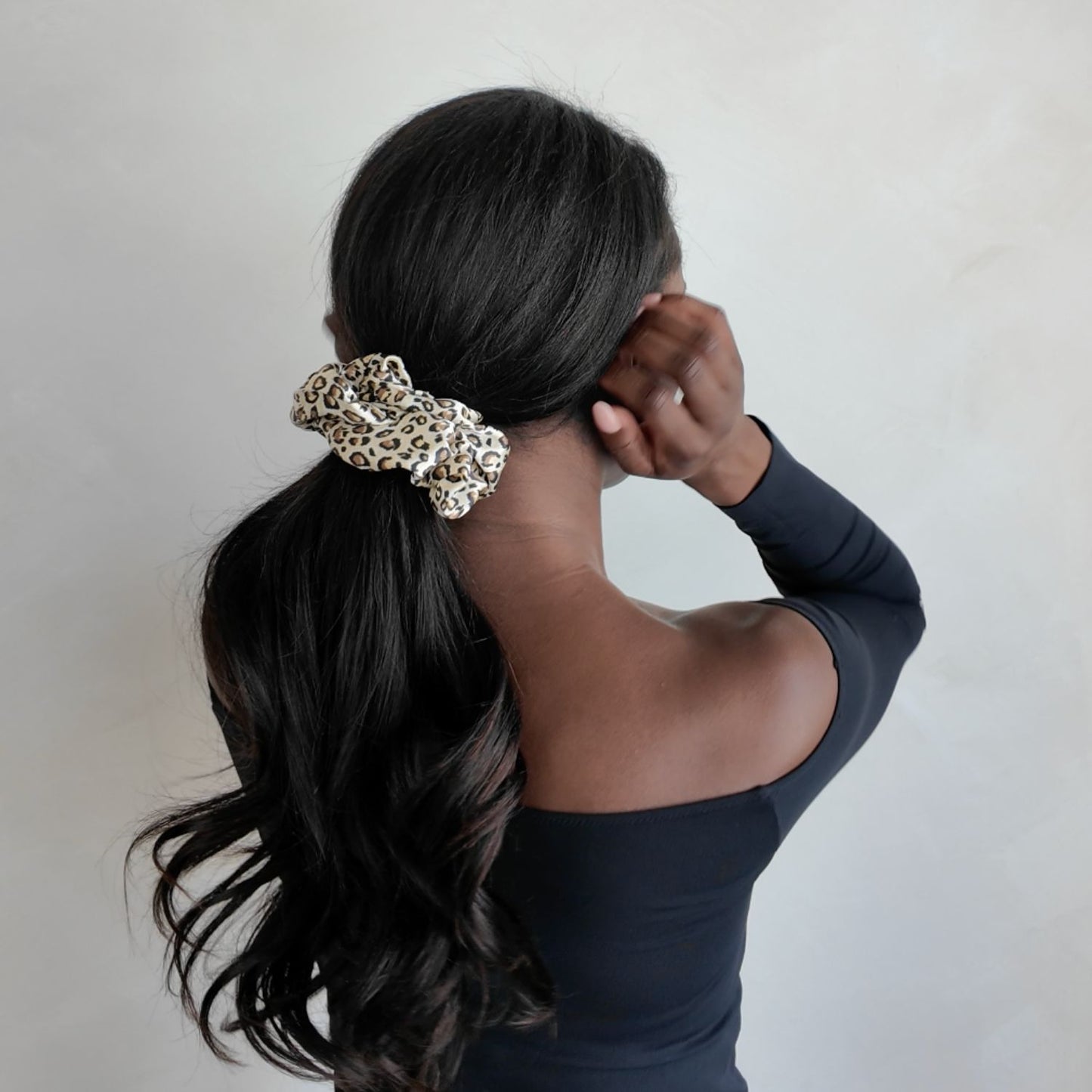 Leopard Print Silk Scrunchie