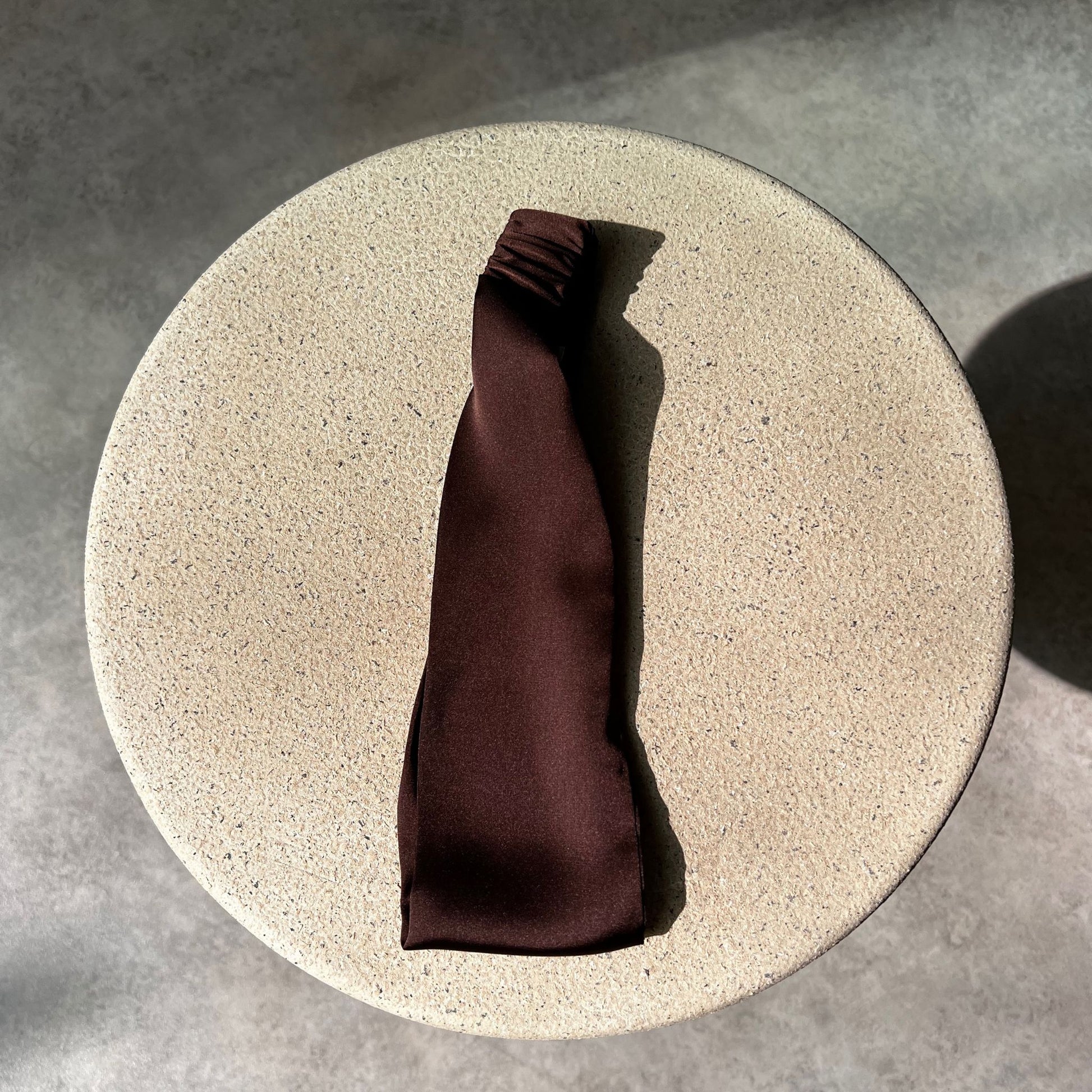 brown headband made of silk, wide headband