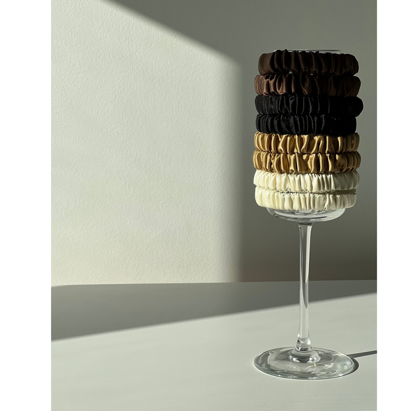 Silk Hair Elastics Black, Gold, Brown, Ivory