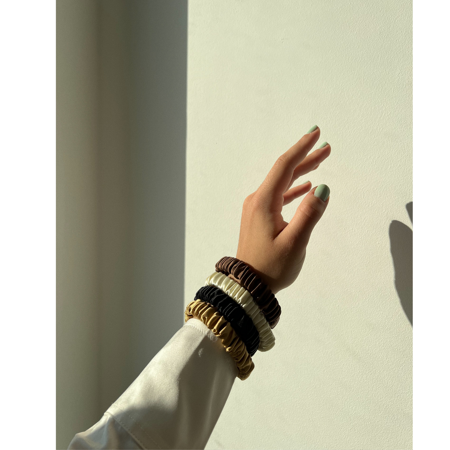 Silk Hair Elastics Black, Gold, Brown, Ivory