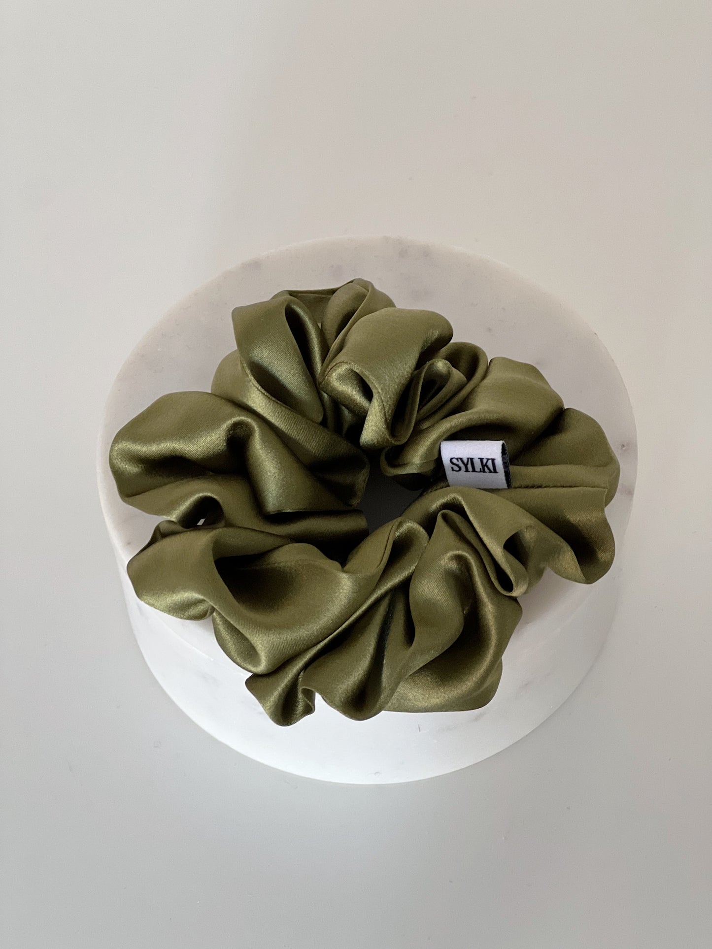 emerald silk scrunchie, dark green hair band