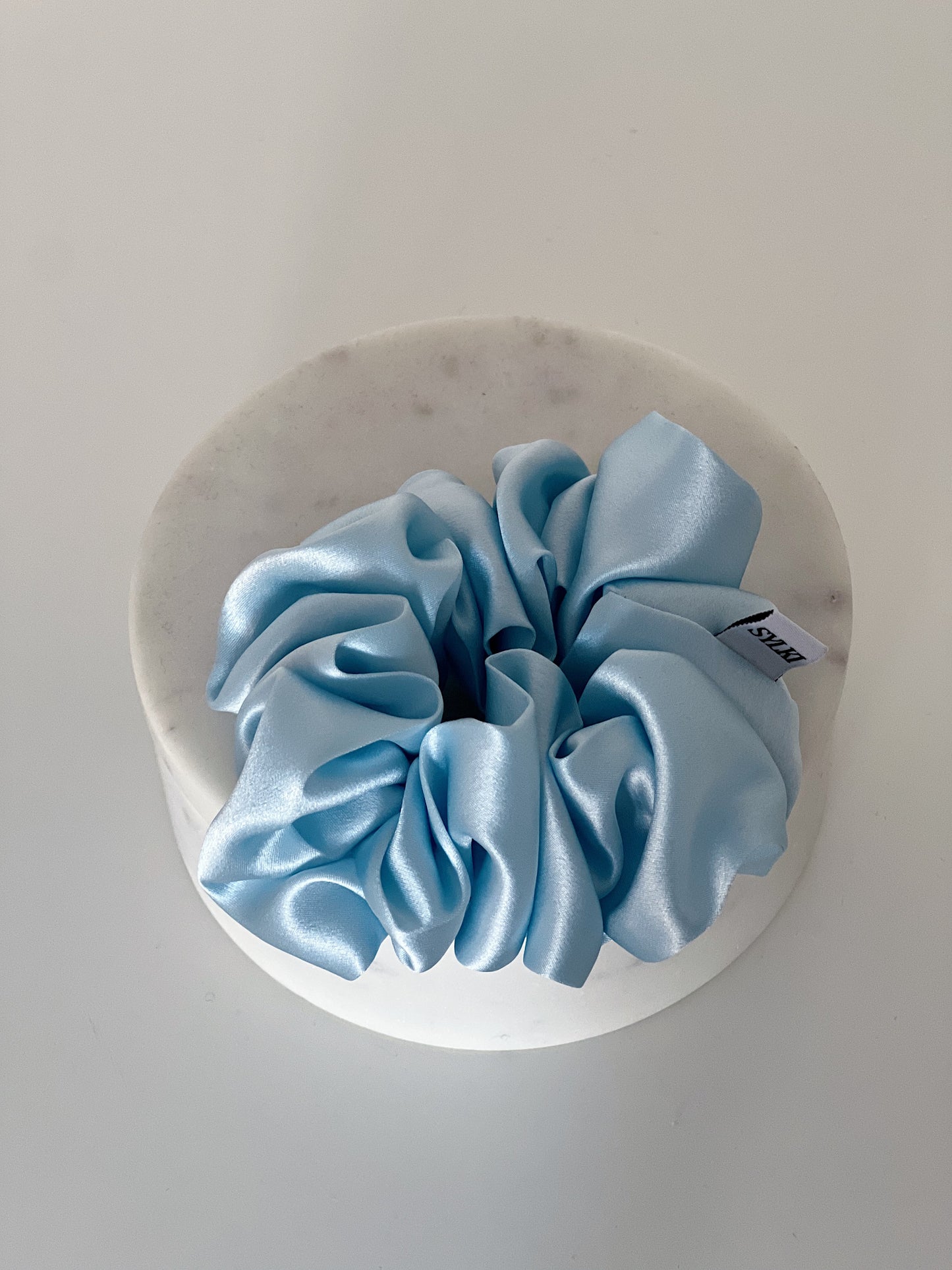 light blue hair band, silk scrunchie uk, school hair accessories