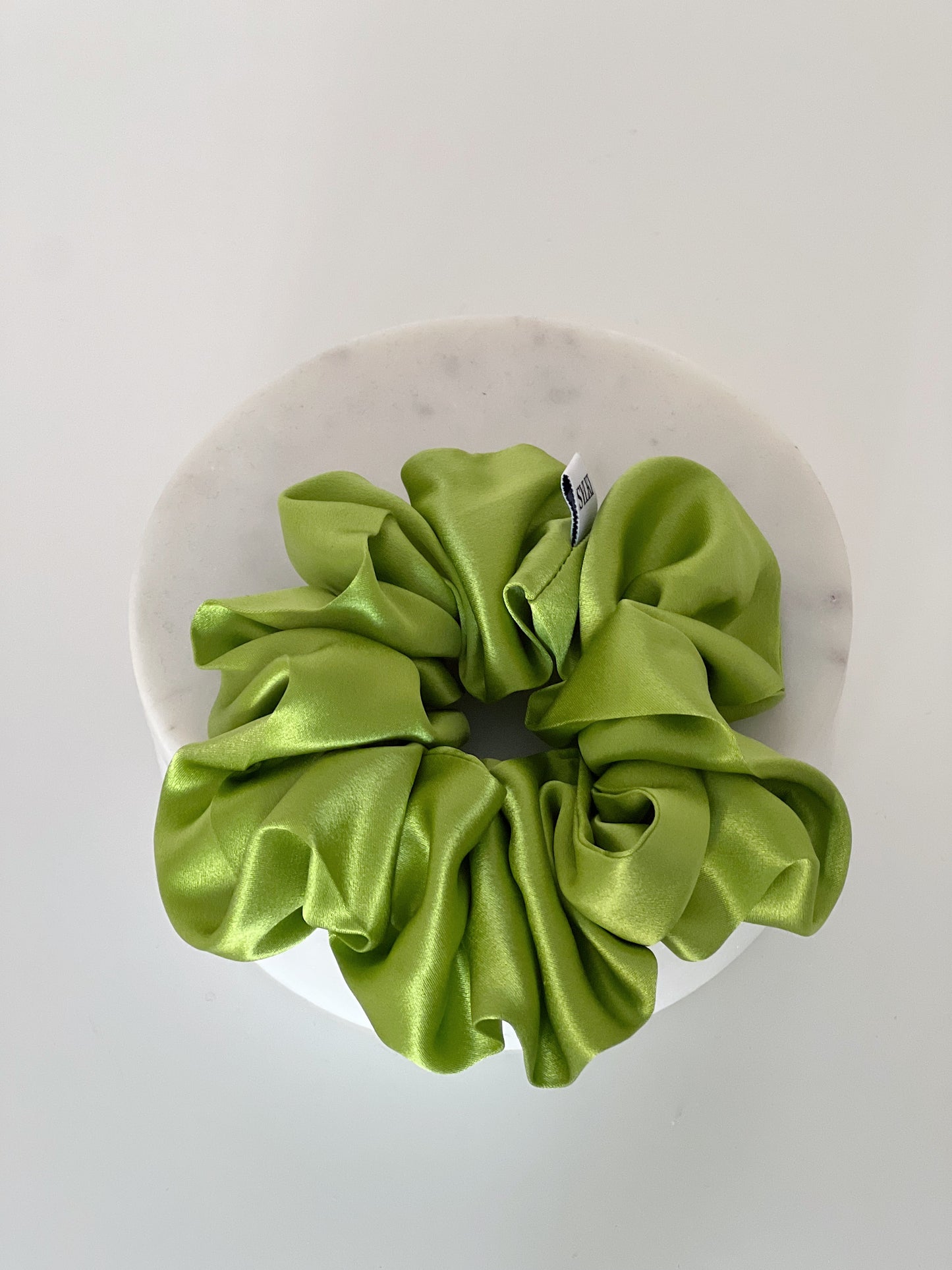 tennis green scrunchie, bright green scrunchie, st patricks, green silk scrunchie, pr box ideas