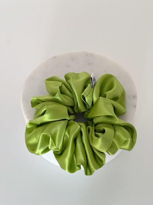 tennis green scrunchie, bright green scrunchie, st patricks, green silk scrunchie, pr box ideas