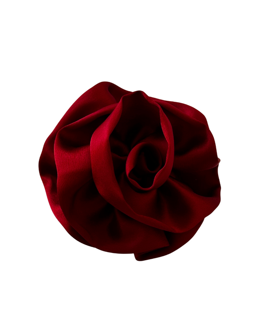 Dark red flower scrunchie