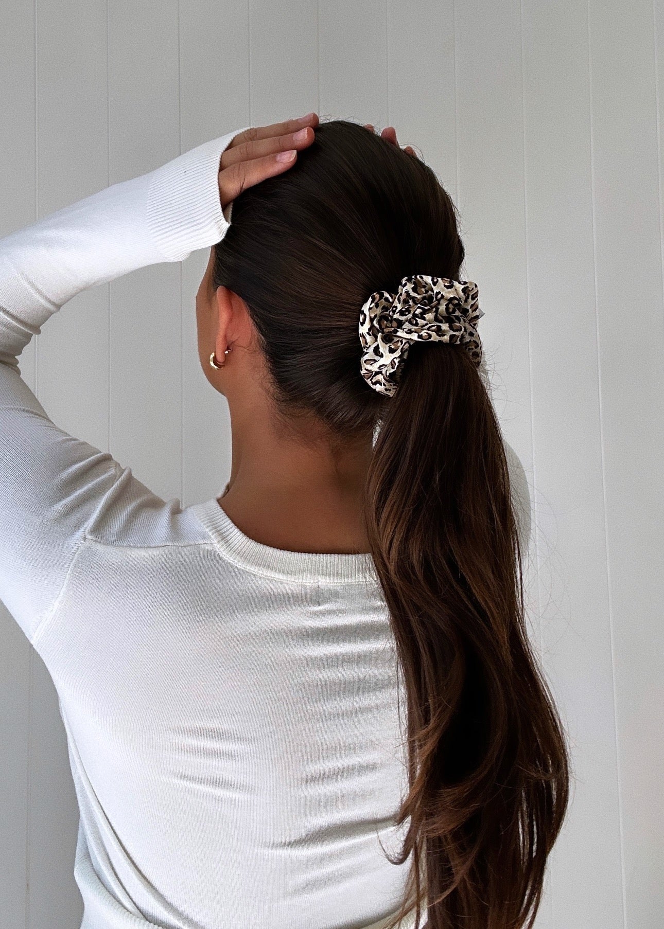 Leopard Print Silk Scrunchie