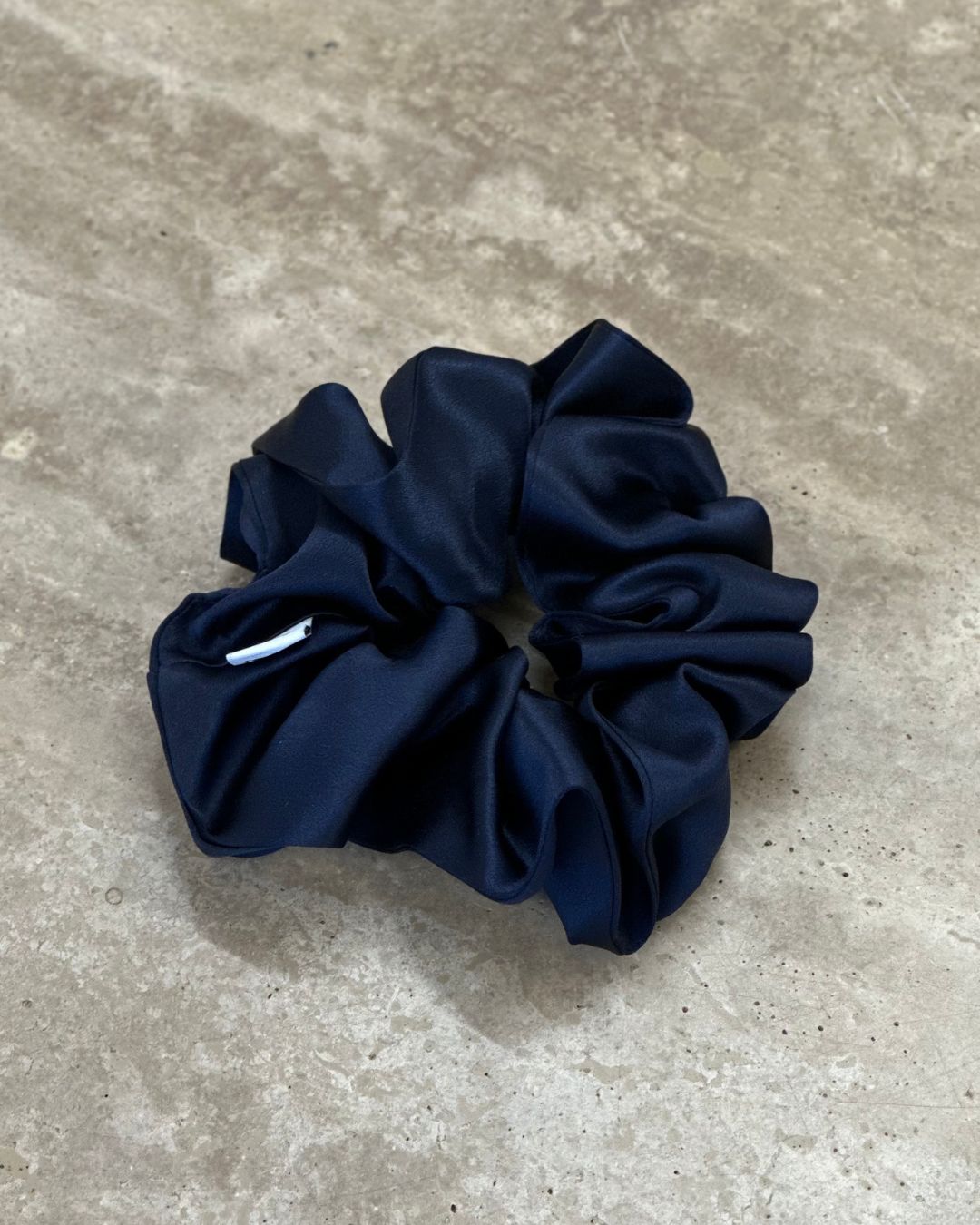 navy silk scrunchie