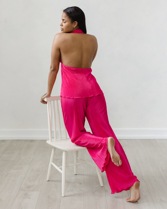 Pink Plisse Trousers