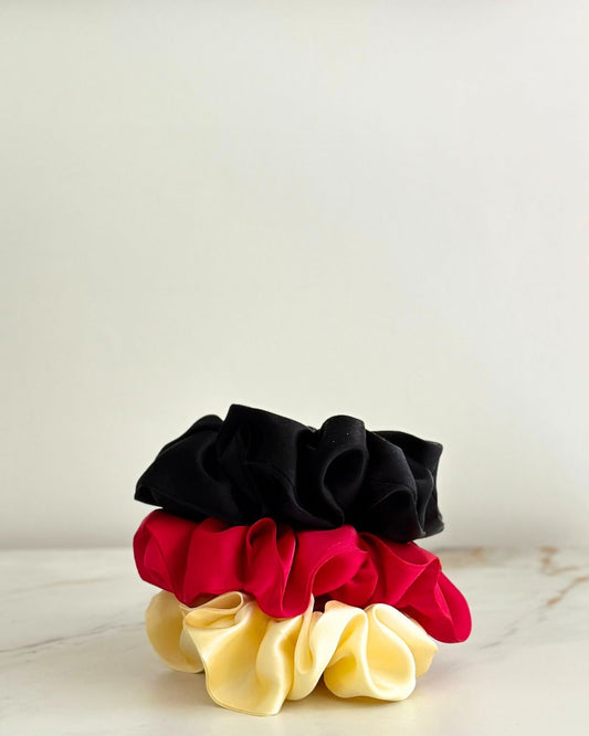 World Cup 2026 Silk Scrunchie Bundle – Black, Yellow & Red - Belgium