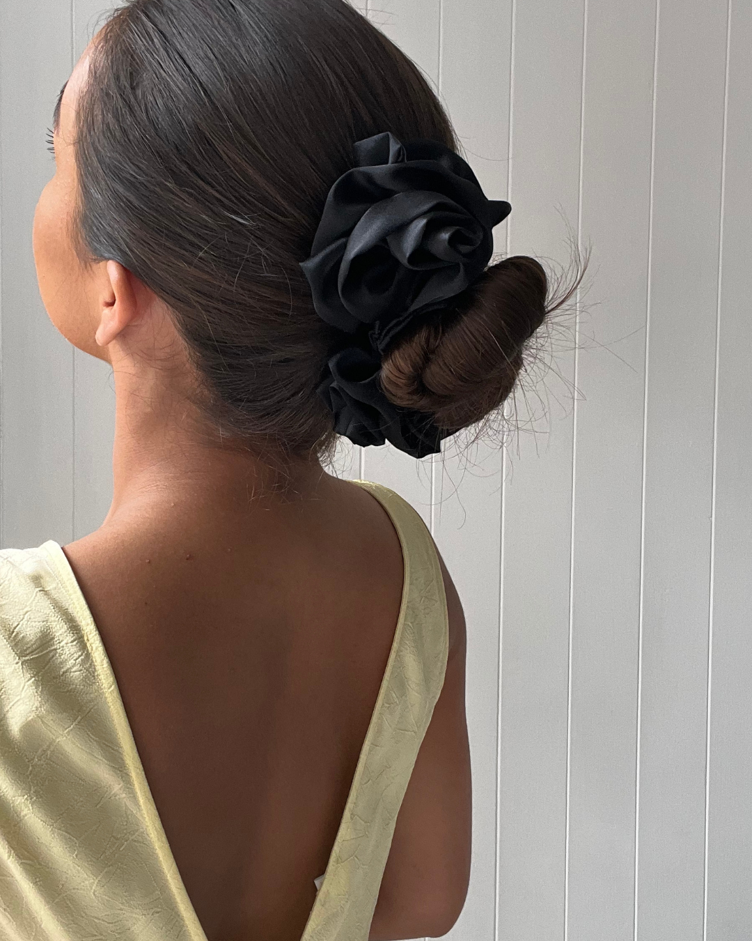 Black flower scrunchie