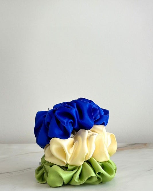 World Cup 2026 Silk Scrunchie Bundle – Green, Yellow & Blue - Brazil