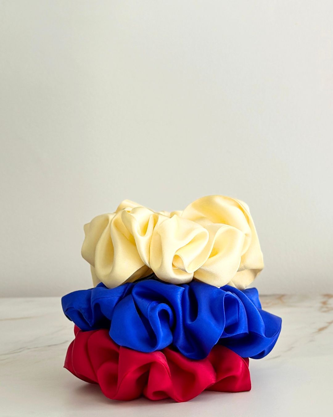 World Cup 2026 Silk Scrunchie Bundle – Yellow, Blue & Red - Colombia, Ecuador