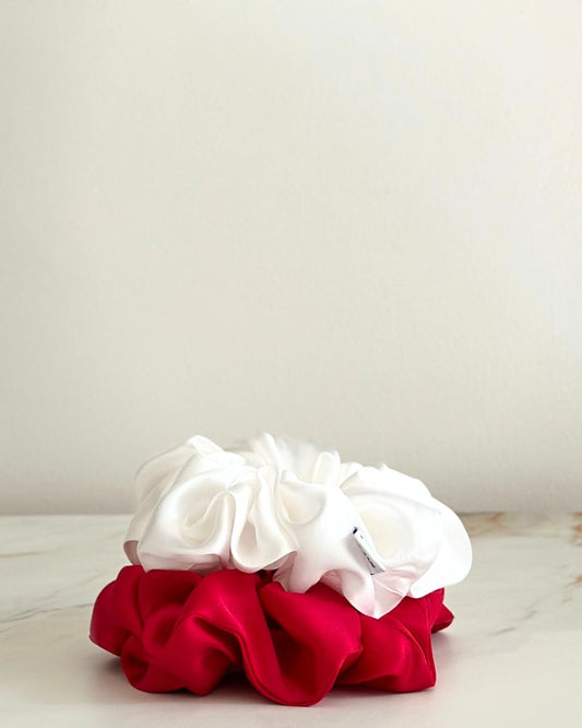 World Cup 2026 Silk Scrunchie Bundle – Red & White