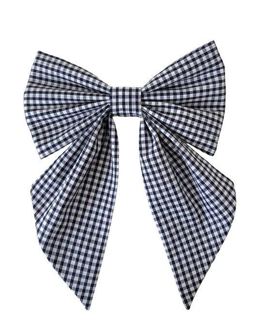 Hair bow - Navy Gingham