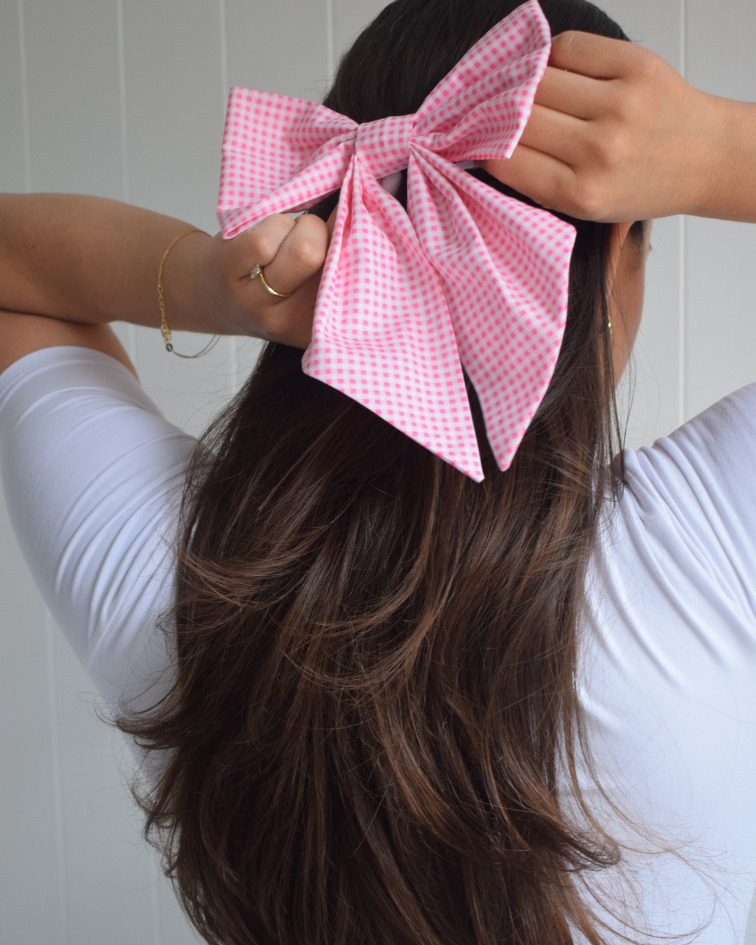 Hair bow - Pink Gingham