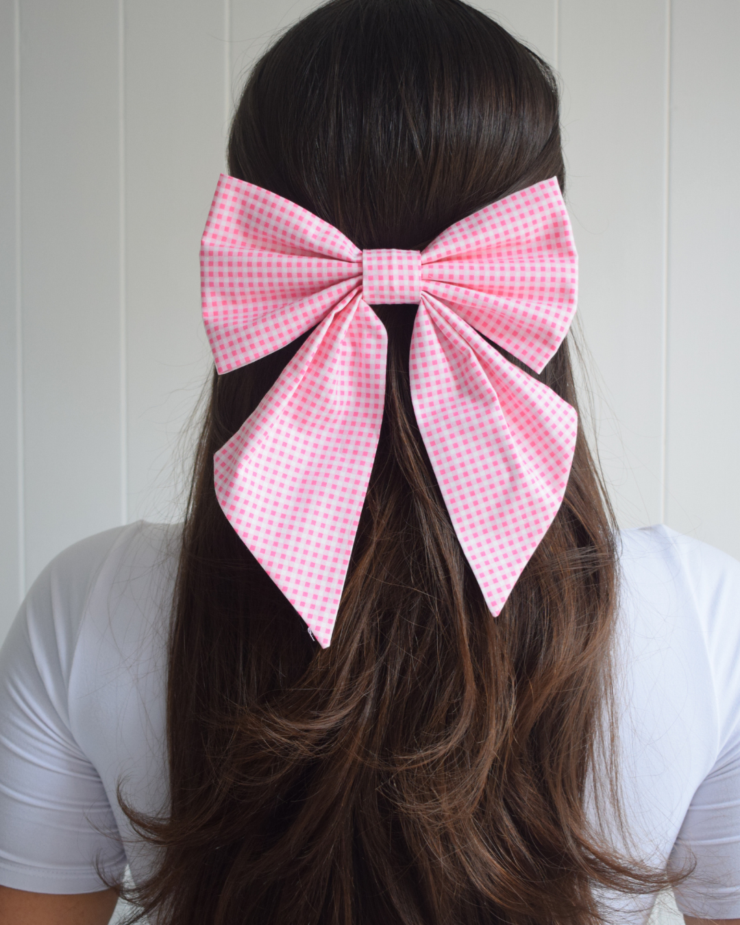 Hair bow - Pink Gingham