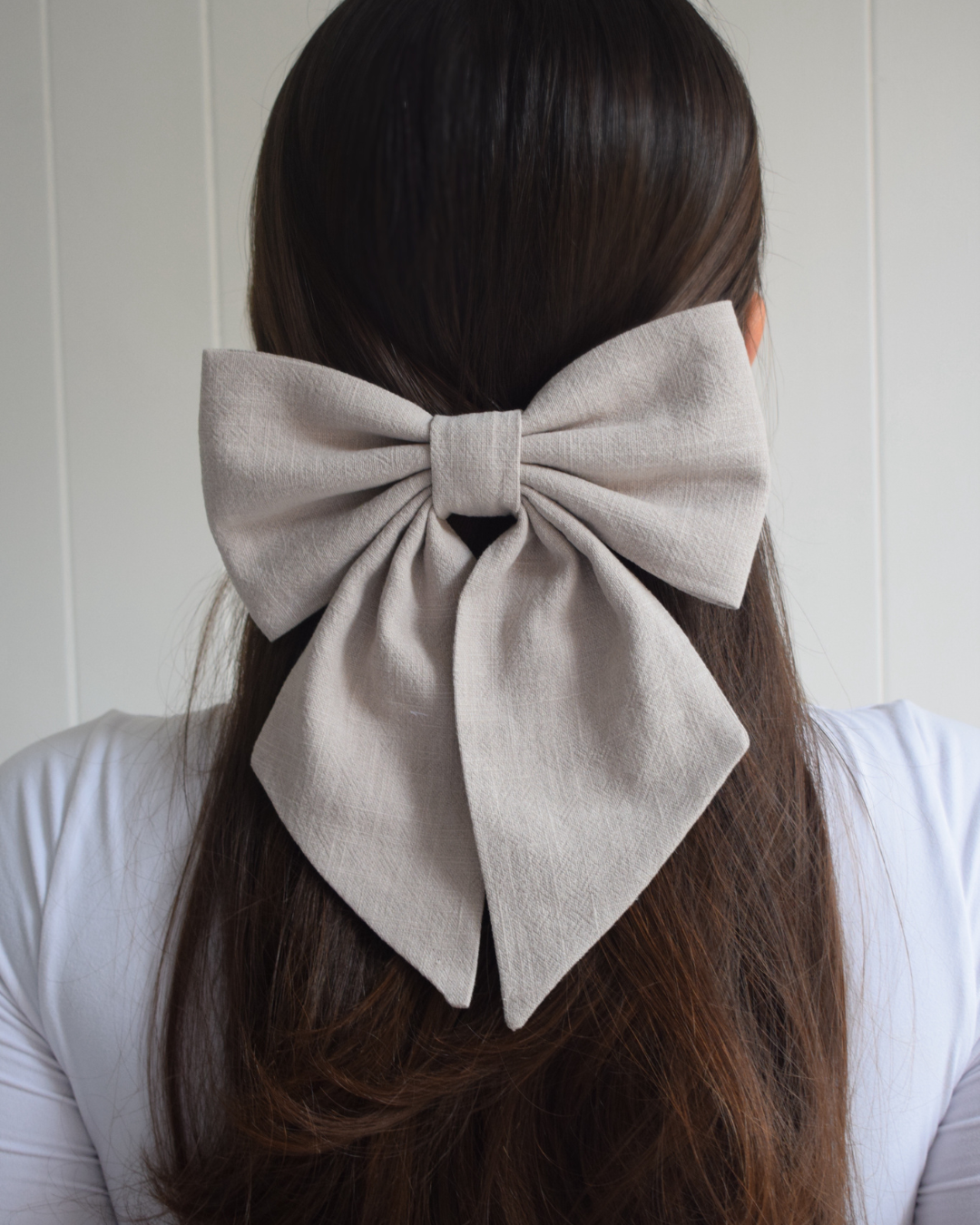 Linen Hair Bow - Sand