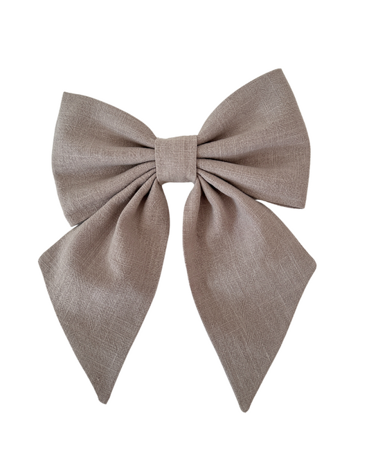 Linen Hair Bow - Sand