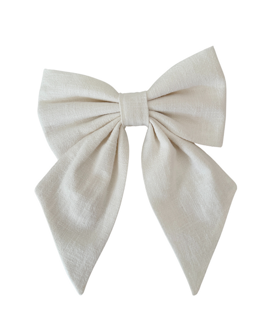 Linen Hair Bow - Cream