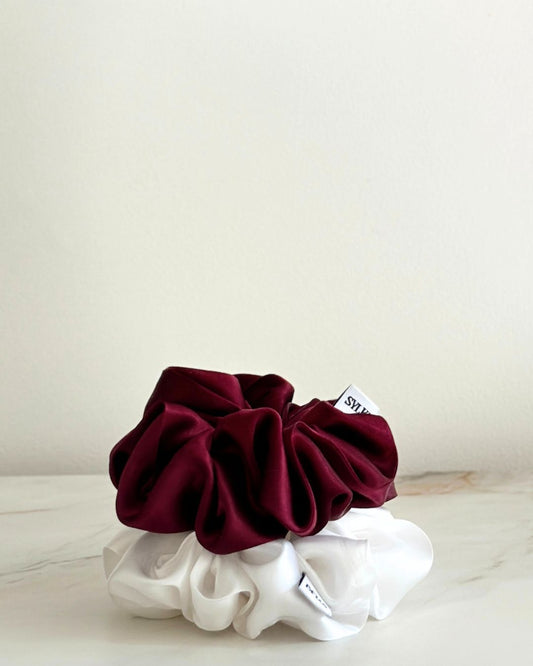 World Cup 2026 Silk Scrunchie Bundle – Maroon & White