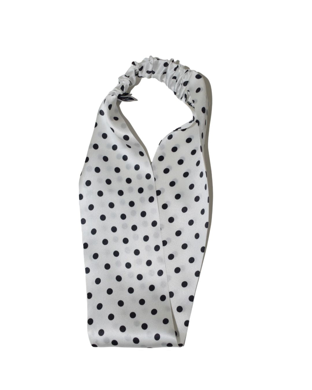 Silk Headband - White Polka Dot