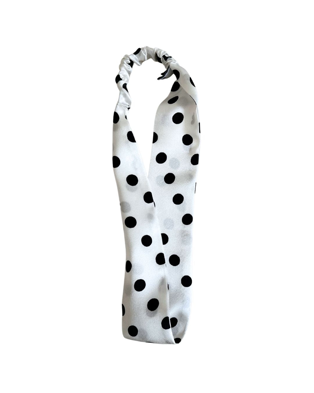 Silk Headband - White polka dot - Thin