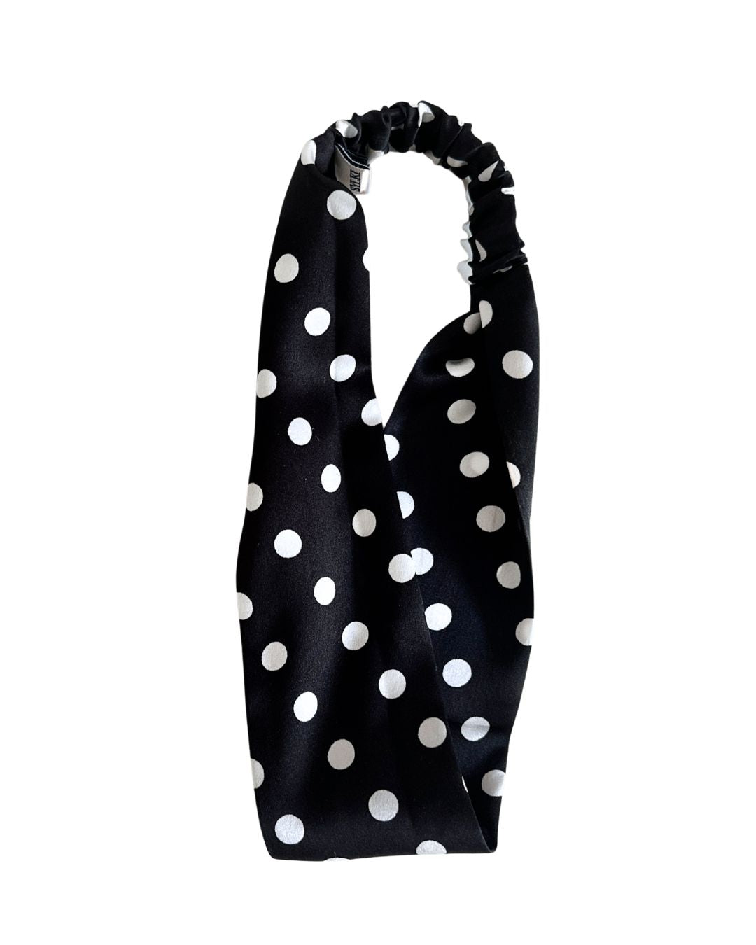 Silk Headband - Black Polka Dot