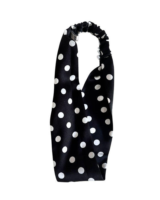 Silk Headband - Black Polka Dot