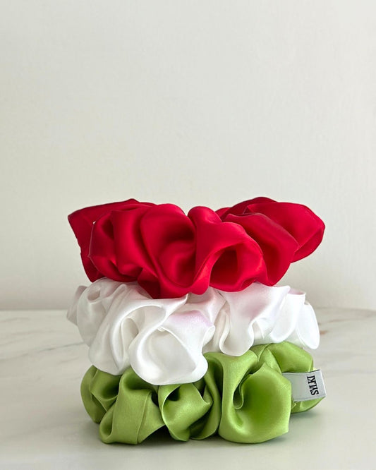 World Cup 2026 Silk Scrunchie Bundle – Green, White & Red