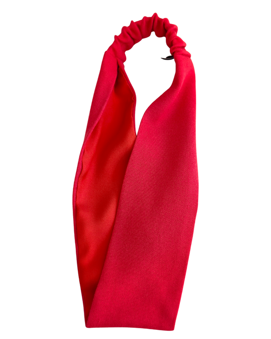 Satin Lined Wide Headband - Cotton Jersey - Red
