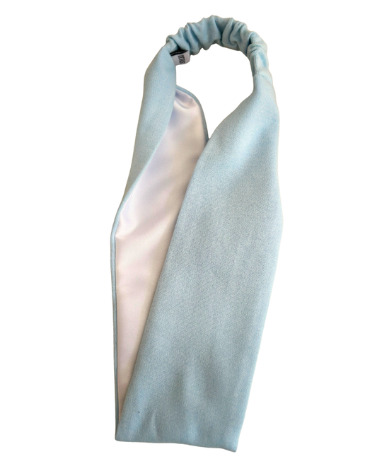 Satin Lined Wide Headband - Cotton Jersey - Light blue