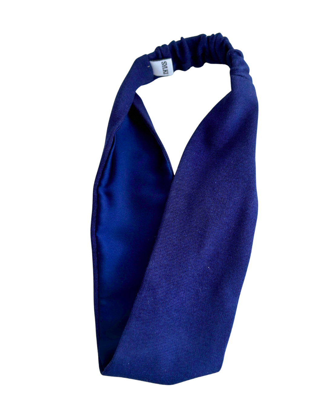 Satin Lined Wide Headband - Cotton Jersey - Navy