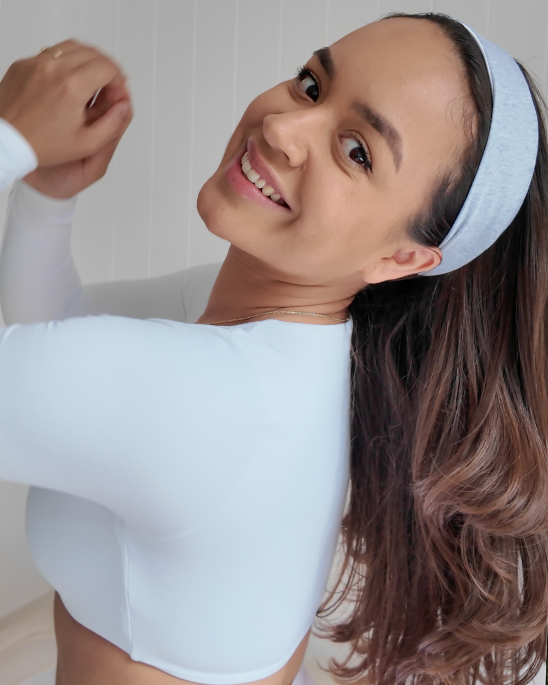 Satin Lined Wide Headband - Cotton Jersey - Navy