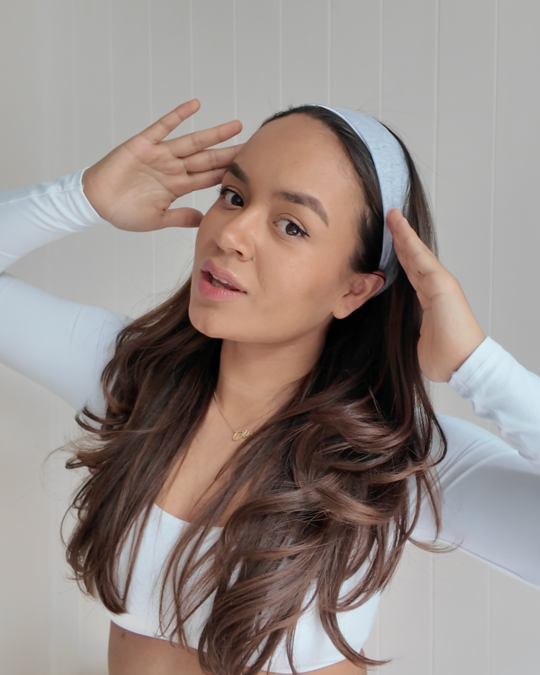 Satin Lined Wide Headband - Cotton Jersey - Navy