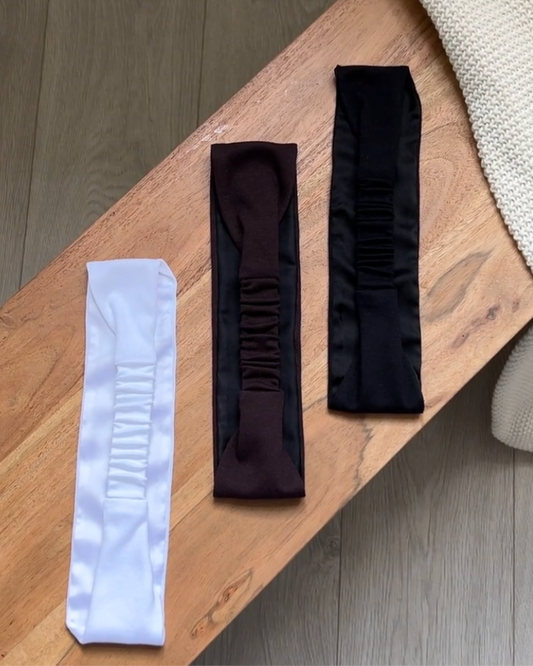 Satin-lined jersey headband for natural hair protection
